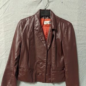 Vintage Reddish brown blazer leather coat size 13 (medium)